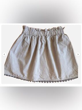 Girls Gingham Skirt Size 6 Gray Scalloped Hem Elastic Waist School Preppy